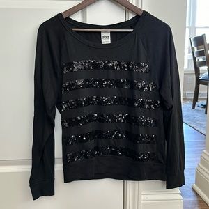 PINK black sequined long sleeve tee